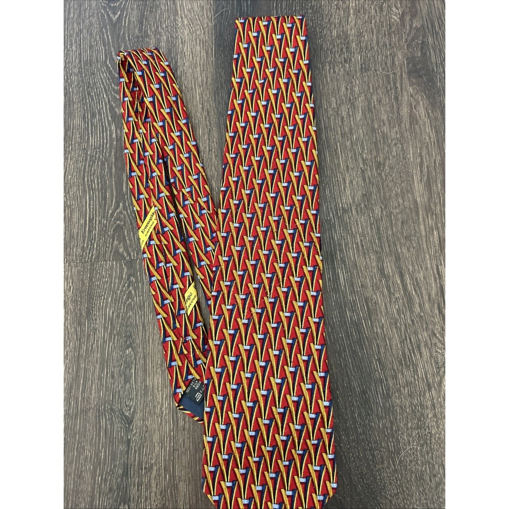 Ermenegildo Zegna Tie Mens Red Handmade Silk Necktie Preppy